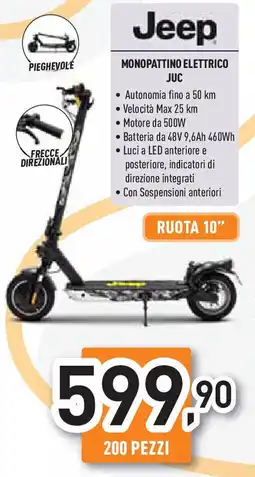 Unieuro Jeep MONOPATTINO ELETTRICO JUC offerta