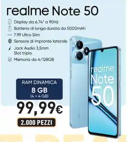 Unieuro realme Note 50 offerta