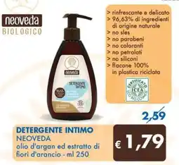 MD Discount DETERGENTE INTIMO NEOVEDA olio d'argan ed estratto di fiori d'arancio - ml 250 offerta