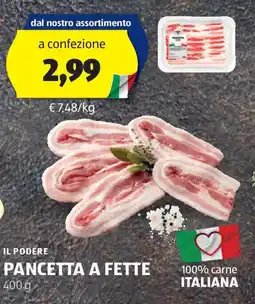 ALDI IL PODERE PANCETTA A FETTE 400 g offerta