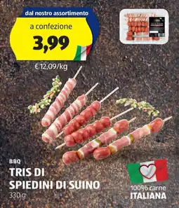 ALDI BBQ TRIS DI SPIEDINI DI SUINO 330 g offerta