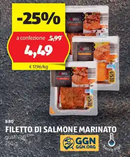 ALDI BBQ FILETTO DI SALMONE MARINATO gusti vari 250 g offerta