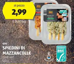 ALDI BBQ SPIEDINI DI MAZZANCOLLE gusti vari 120 g offerta