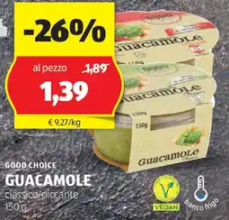 ALDI GOOD CHOICE GUACAMOLE classico/piccante 150 g offerta