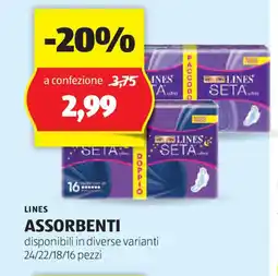 ALDI LINES ASSORBENTI disponibili in diverse varianti 24/22/18/16 pezzi offerta