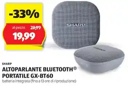 ALDI SHARP ALTOPARLANTE BLUETOOTH PORTATILE GX-BT60 offerta