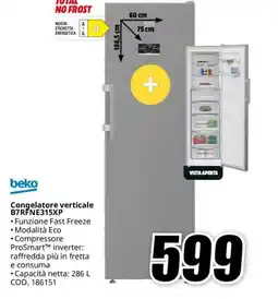 MediaWorld beko Congelatore verticale B7RFNE315XP offerta
