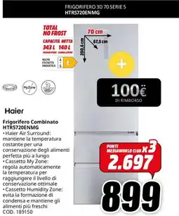 MediaWorld Haier Frigorifero Combinato HTR5720ENMG offerta