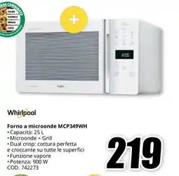 MediaWorld Whirlpool Forno a microonde MCP349WH offerta
