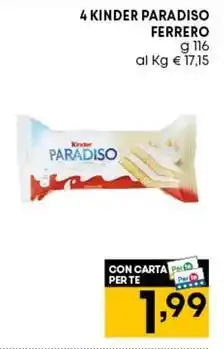 Pam 4 KINDER PARADISO FERRERO g 116 offerta