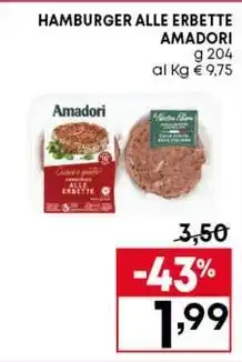 Pam HAMBURGER ALLE ERBETTE AMADORI g 204 offerta