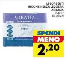 Panorama ASSORBENTI INCONTINENZA LEGGERA ARKALIA super 10 pezzi offerta