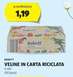 ALDI KOKETT VELINE IN CARTA RICICLATA 4 veli 100 pezzi offerta