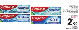 Spazio Conad DENTIFRICIO COLGATE max clean, max white, max fresh, sensation white, 75 ml offerta