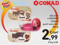 Spazio Conad GELATO I CREMOSI CONAD gusti assortiti, 500 g offerta