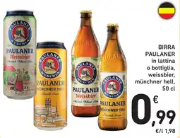 Spazio Conad BIRRA PAULANER in lattina o bottiglia, weissbier, münchner hell, 50 cl offerta