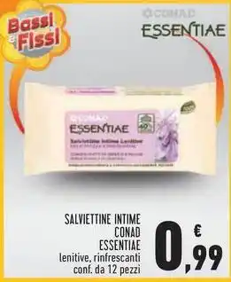 Conad Superstore SALVIETTINE INTIME CONAD ESSENTIAE lenitive, rinfrescanti conf. da 12 pezzi offerta