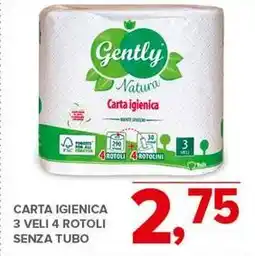 Todis CARTA IGIENICA 3 VELI 4 ROTOLI SENZA TUBO offerta