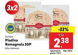 Lidl Certossa Piadina Romagnola IGP offerta
