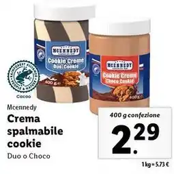 Lidl Mcennedy Crema spalmabile cookie 400 g confezione offerta