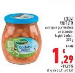 Conad LEGUMI VALFRUTTA vari tipi 370 g offerta