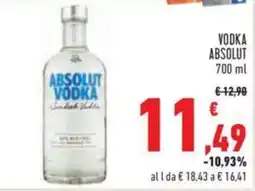 Conad VODKA ABSOLUT 700 ml offerta
