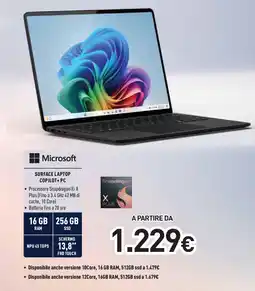 Unieuro Microsoft SURFACE LAPTOP COPILOT+PC offerta