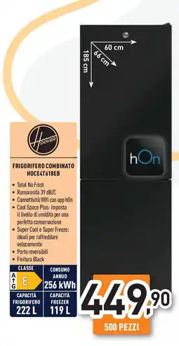 Unieuro HOOVER FRIGORIFERO COMBINATO HOCE4T618EB offerta