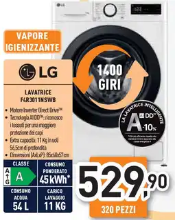 Unieuro LG LAVATRICE F4R3011NSWB offerta