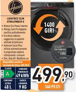 Unieuro HOOVER LAVATRICE SLIM H7W449MBCR-S offerta