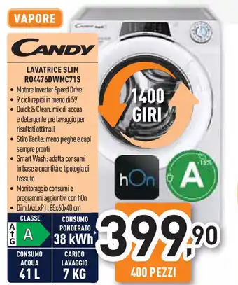 Unieuro CANDY LAVATRICE SLIM R04476DWMC71S offerta