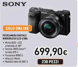 Unieuro SONY FOTOCAMERA DIGITALE MIRRORLESS ILCE-6100L offerta