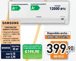 Unieuro SAMSUNG CONDIZIONATORE MONOSPLIT FAR12MLB offerta
