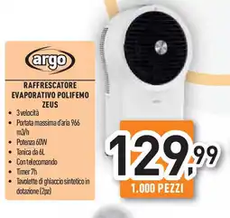 Unieuro argo RAFFRESCATORE EVAPORATIVO POLIFEMO ZEUS offerta