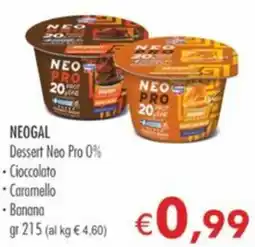 MerSi Supermercati NEOGAL Dessert Neo Pro 0% - Cioccolato Caramello Banana gr 215 offerta