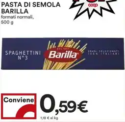 Coop PASTA DI SEMOLA BARILLA formati normali, 500 g offerta