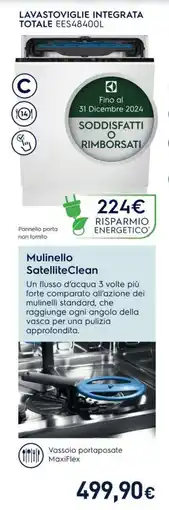 Unieuro Electrolux LAVASTOVIGLIE INTEGRATA TOTALE EES48400L offerta