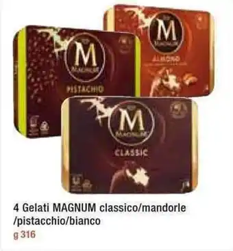 Famila Magnum 4 Gelati classico/mandorle/pistacchio/bianco 316g offerta