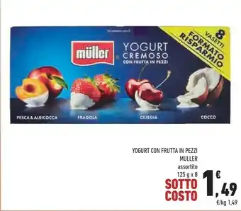 Conad City Yogurt con frutta frullata fragola, banana, albicocca, pesca 1000 g(ml) offerta