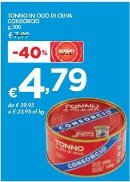 Bennet TONNO IN OLIO DI OLIVA CONSORCIO g 200 offerta