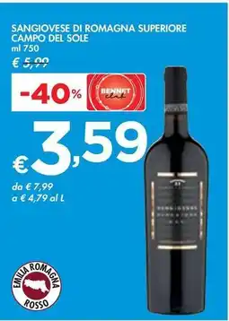 Bennet SANGIOVESE DI ROMAGNA SUPERIORE CAMPO DEL SOLE offerta