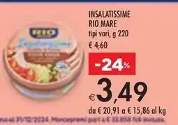 Bennet INSALATISSIME RIO MARE tipi vari, g 220 offerta