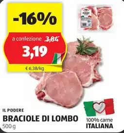 ALDI IL PODERE BRACIOLE DI LOMBO 500 g offerta