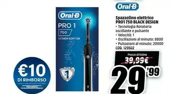 MediaWorld Oral-b pro spazzolino elettrico 750 nero offerta