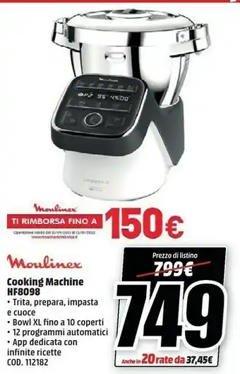 MediaWorld Hf8098 companion xl, robot da cucina multifunzione, 12 programmi automatici, 6 accessori, recipiente 3l, intervallo di temper offerta