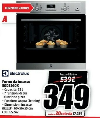 MediaWorld Eod3s40x forno elettrico 72 l acciaio inossidabile a offerta