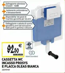 Tecnomat CASSETTA WC INCASSO PROSYS E PLACCA OLEAS BIANCA offerta