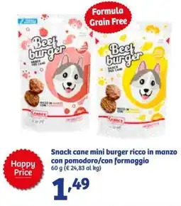 In'S Mercato Snack cane mini burger ricco in manzo con pomodoro/con formaggio 60 g offerta