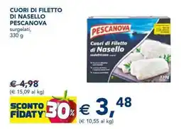 Esselunga CUORI DI FILETTO DI NASELLO PESCANOVA surgelati, 330 g offerta