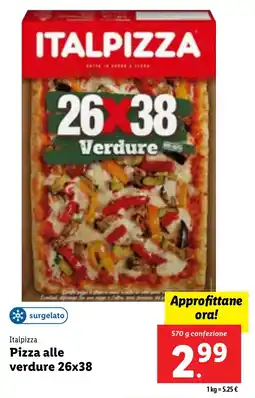 Lidl ITALPIZZA Pizza alle verdure 26x38 570 g confezione offerta